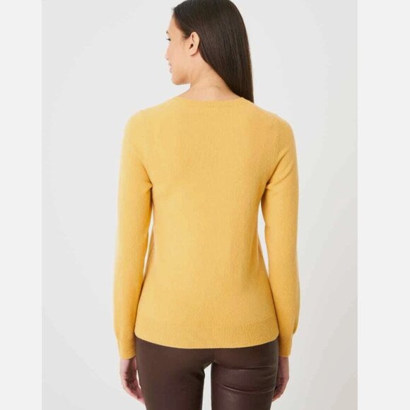 TAHARI 100% 2-Ply Cashmere Classic Crewneck Sweater – Bright Yellow - Picture 9 of 9